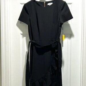 Calvin Klein Ruffled Tulip-Hem Crepe Dress | Black | Size 8 | NWT